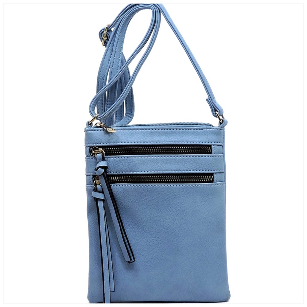 Multi Zipper Crossbody Bag Periwinkle - Picture 1 of 5